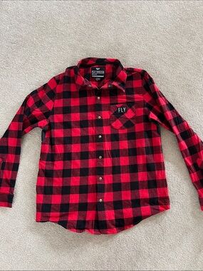 FLY Red and Black Buffalo Plaid Men's Button-Up Shirt